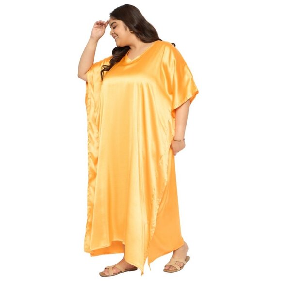 Gypsie Blu Women Plus Size Kaftan Dress Satin Maxi Kimono Dress for Evening Wear - Picture 5 of 9